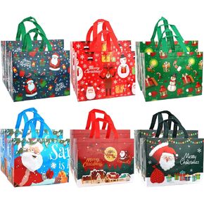 12 عبوة من حقائب هدايا عيد الميلاد بمقابض كبيرة من باهابي مقاس 13 بوصة لتغليف الهدايا وحقائب التسوق القابلة لإعادة الاستخدام لمستلزمات حفلات عيد الميلاد in Kuwait