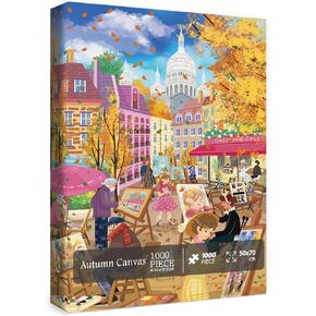 Autumn Fall Puzzle for Adult 1000 Piece, Cozy Art Jigsaw Puzzles 1000 Pieces Painting, Jigsaw Puzzles 1000 Pieces Halloween