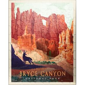 MyPuzzle Bryce Canyon National Park: Mule Deer, Vintage Poster - Premium 1000 Piece Jigsaw Puzzle for Adults