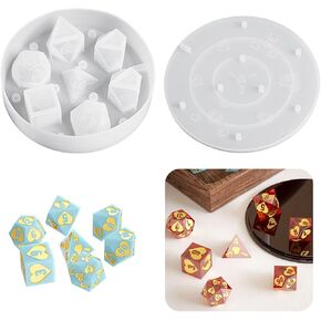 قوالب راتينج صندوق النرد من السيليكون، علبة نرد مستديرة، قالب راتنج DND حامل النرد قالب صب للتخزين 7 قوالب متعددة السطوح D&D، سهلة الحمل، هدية DND (قالب صندوق النرد) in Kuwait