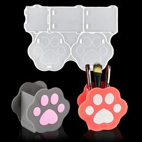 Paw Pen Holder Resin Mold, Makeup Brush Container Molds, Pencil Storage Silicone Moulds, Trinket Box Epoxy Resin Casting Mould for DIY Flower Pot Jewelry Candy Organizer Home Decor