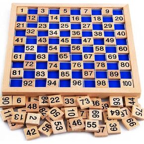 umbresen Wooden Toys Hundred Board Montessori 1-100 Consecutive Numbers Early Childhood Toys Digital Board for Kids with Storage Bag