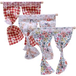 LUOZZY 3Pcs Mini Dollhouse Curtains Mini Lace Curtain 1:12 Scale Dollhouse Window Accessory