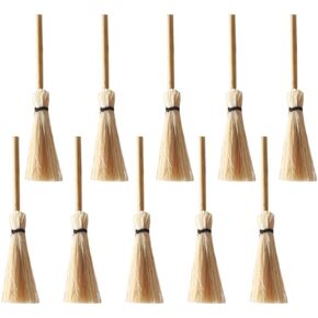 10Pcs Mini Broom Straw Craft Decoration Miniature Witch Broom Decoration Dollhouse Mini Room Scenery Accessory