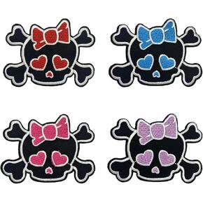 4 Pcs Crossbones Skull Embroidered Iron on Patch for Jackets Backpacks Jeans and Clothes