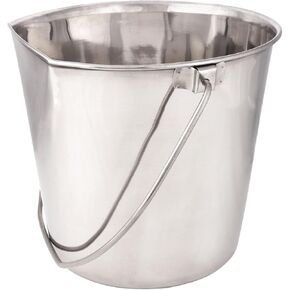 Stainless Steel Flat Sided Pail - Durable 6-Quart Pail for Fences, Cages, Crates, Kennels - 8¾ Inch Size (6-Quart)