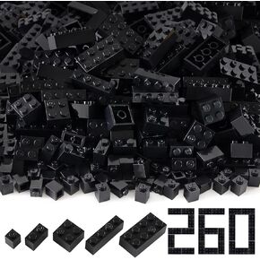 Feleph 260 Pieces Trans-Clear Bulk Bricks Classic Building Creative Play Blocks Set Parts Toy Accessories Compatible with Major Brick Brands (Clear)…
