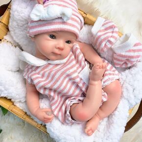 13 inch Full Silicone Reborn Baby Doll, Realistic Real Eye Open Baby Girl Doll, Newborn Toddler for Ages