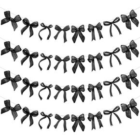Bow Birthday Decorations, Black Coquette Birthday Decorations Include Black Bow Birthday Garland Banner Bow Birthday Party Supplies