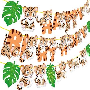 Tiger Banner Safari Birthday Party Banner Jungle Theme Party Decorations for Safari Theme Birthday Party Wild Animal Theme Baby Shower Supplies