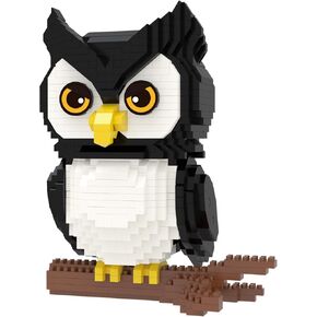 Larcele Animal Series Micro Building Blocks Animal Set, DIY Mini 3D Building Toy Bricks Kit,1216 Pieces KLJM-07 (Owl)