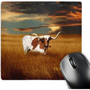 3dRose LLC 8 x 8 x 0.25 Inches Mouse Pad, a Texas Longhorn (mp_62229_1)