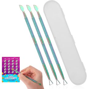 3PCS Lottery Ticket Scratcher Tool, Metal Lottery Scratcher, Lotto Scratcher Label Scraper for Lottery Ticket, Scratch Off Tool, Multi-Use Scraping Tool for Tickets Stickers Labels Films, Rainbow