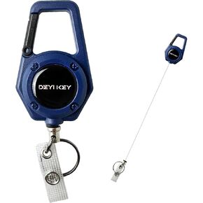 Retractable Keychain Heavy Duty, Multitool Carabiner Badge Holder, Retractable Keychain Clip Id Holder, Tactical ID Badge Reel with 29.5" Steel Retractable Cord, Black