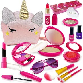 Pretend Makeup Kit for Toddlers Girls, Play Makeup Set for Kids 3-5, Unicorn Toy Purse with Fake Make up for Little Girls 4-6, Gifts for 3 4 5 6 7 8 Year Old