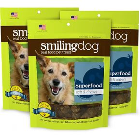 Herbsmith Smiling Dog Treats - Soft and Chewy Dog Treats for Senior Dogs – Dog Training Treats - Soft Duck Dog Treats with Cherries & Coconut - 8 oz