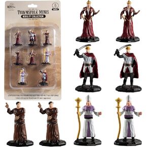Townsfolk Mini Fantasy Figures - Nobility Class - 8pc Hand-Painted Non Player Character NPC Miniatures - 1" Hex-Sized Compatible w DND Dungeons Dragons, Pathfinder RPG Tabletop Games