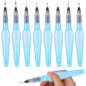 Bewudy Watercolor Brush Pens, 8 Pieces 3 Size Watercolour Brush Pens Refillable Water Brush Soft Water Brush Pen 15CM Watercolor Paint Painting Pen for Watercolor Painting Paints Artists Calligraphy