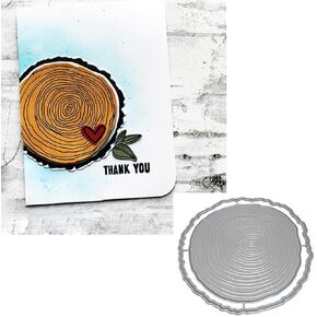 Tree Ring Frame Metal Die Cuts,Tree Ring Round Wood Frame Background Cutting Dies Cut Stencils for DIY Scrapbooking Album Embossing Paper Dies Card Making