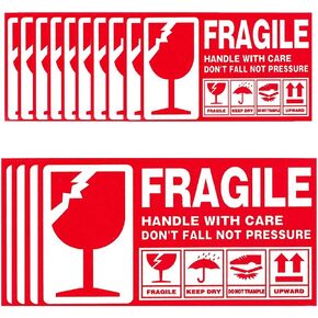 DFYOUHOME® 112 PCS Fragile Handle Warning Adhesive Label with Care Keep Dry Upward Do Not Trample for Packing Box Shipping Notice Red Stickers Large (6＂x 3-1/2＂) and Small (3＂x 2＂) Size