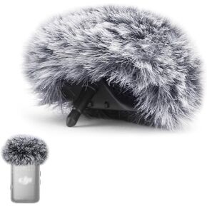 2-Pack Windscreen Compatible with DJI Mic 2 Transmitters/OSMO Pocket 3 - Furry Microphone Wind Muff Foam Cover (Not for DJI Mic 1), Gray