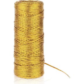 328 Feet Metallic Gold Twine String 1.5mm Decorative Metallic Bakers String Gold String Twine Wrapping Twine String Jute Twine Ornament String Gold for Crafting Package Presents Wrapping