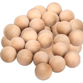 50 Pack 1-1/2 Inch Wooden Round Ball, Natural Unfinished Wooden Balls, Smooth Durable Wood Balls for Crafts and DIY Projects