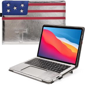 TYTX Compatible with MacBook Pro Case 13 Inch, PU Leather MacBook Case fits for Model M2, 2016-2024 A2338 M1 A2251 A2289 A2159 A1989 A1708 A1706, 13" Laptop Case with Vents and Stand Function (Silver)