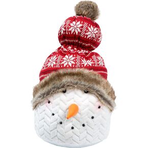 Pavilion - Merry - 20 Inch Christmas Holiday Snowman with Plaid Hat Door Stopper