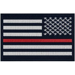 Reverse American Flag Patch Tactical USA Embroidered Badge United States Military Applique Iron On Sew On Emblem, Blue Line