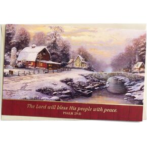 DaySpring - Thomas Kinkade - The Lord Will Bless His People - 18 Christmas Boxed Cards and Envelopes (J3159), Multi