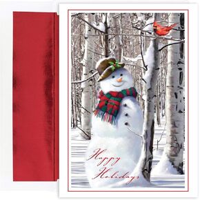 Great Papers! Snowman with Cardinal Holiday Greeting Card, 5.625" x 7.875" (folded), 18 Cards and 18 Foil Lined Envelopes (902200)