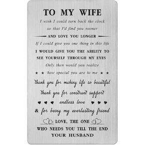 Mataly To My Wife Gifts Wallet Card - Romantic Anniversary Card for Wife - Wife Birthday Gift Ideas - I Love You Gifts for Her, Valentines, Christmas, Mothers day