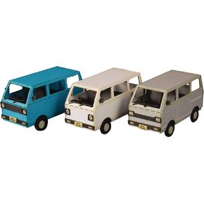 Town Corner Series Kei Van (White Blue Silver Ver.) 1:80 Scale Paper Kit