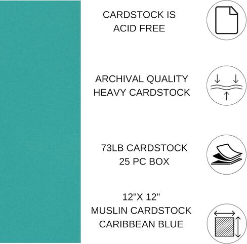 PA Paper Accents Muslin Cardstock 12" x 12" Deep Black, 73lb Colored cardstock Paper for Card Making, Scrapbooking, Printing, Quilling and Crafts, 25 Piece Pack in Saudi Arabia
