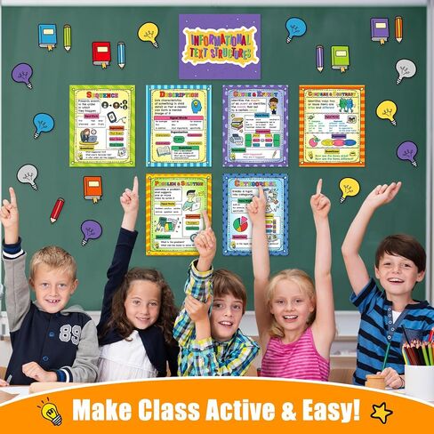 Outus 27 Pcs Reading Comprehension Posters Reading Informational Text Structures Poster Reading Strategy Bulletin Board Poster and Cutout for Preschool Elementary Classroom Library Home Decor in Saudi Arabia