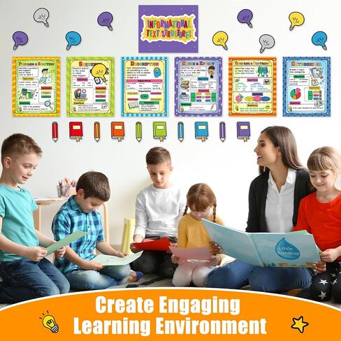 Outus 27 Pcs Reading Comprehension Posters Reading Informational Text Structures Poster Reading Strategy Bulletin Board Poster and Cutout for Preschool Elementary Classroom Library Home Decor in Saudi Arabia