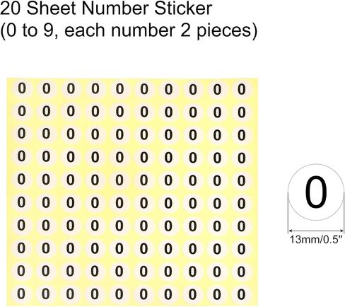 MECCANIXITY 0 to 9 Number Stickers Number Label Self Adhesive Marked Sticker 10mm/0.4" for Classification, Pack of 20 in Saudi Arabia