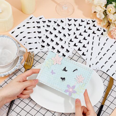 OLYCRAFT 1200pcs 4 Styles 0.8 Inch Black Meal Stickers Food Choice Sticker Rooster/Carrot/Fish/Cattle Wedding Meal Indicator Stickers Kitchen Stickers for Place Card Wedding Party Supplies in Saudi Arabia