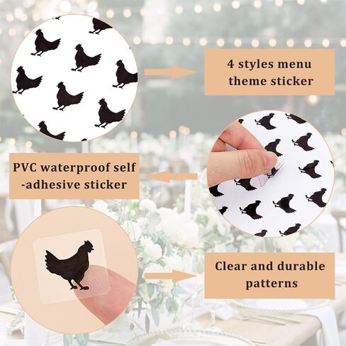 OLYCRAFT 1200pcs 4 Styles 0.8 Inch Black Meal Stickers Food Choice Sticker Rooster/Carrot/Fish/Cattle Wedding Meal Indicator Stickers Kitchen Stickers for Place Card Wedding Party Supplies in Saudi Arabia