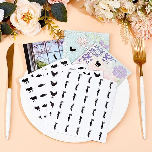 OLYCRAFT 1200pcs 4 Styles 0.8 Inch Black Meal Stickers Food Choice Sticker Rooster/Carrot/Fish/Cattle Wedding Meal Indicator Stickers Kitchen Stickers for Place Card Wedding Party Supplies in Saudi Arabia