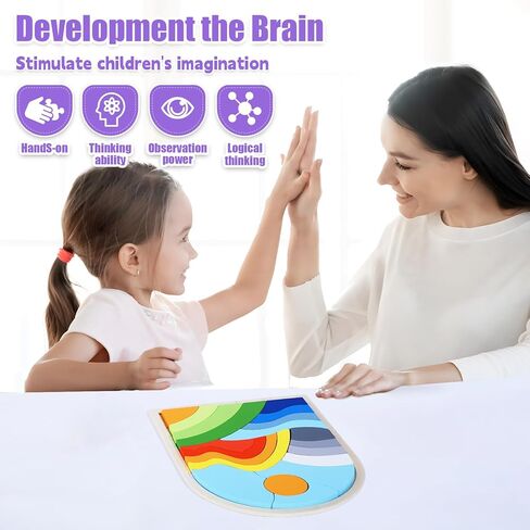 ألغاز للأطفال من سن 3 إلى 5 سنوات، ألغاز خشبية للأطفال الصغار من سن 3 إلى 5 سنوات، ألغاز أشكال ملونة للأطفال من سن 4 إلى 6 سنوات، ألغاز للأطفال الصغار ألعاب مونتيسوري لعمر 3 سنوات، هدايا رائعة للأطفال بعمر 3 سنوات فما فوق (قوس قزح) in Kuwait