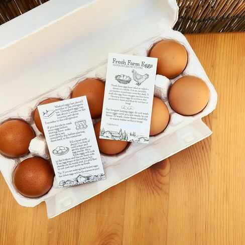 200pcs - Premium Fresh Farm Eggs Handling Instructions Care Accessories Cards Labels | Egg Blank Cartons 4 6 12 15 18 30 48 50 Count Basket Box Container Storing Extra Organizer (M03-1CH2) in Kuwait