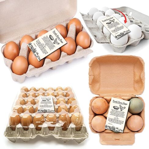 200pcs - Premium Fresh Farm Eggs Handling Instructions Care Accessories Cards Labels | Egg Blank Cartons 4 6 12 15 18 30 48 50 Count Basket Box Container Storing Extra Organizer (M03-1CH2) in Kuwait