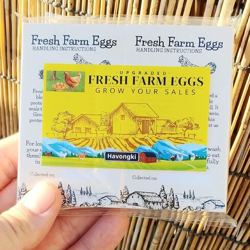 200pcs - Premium Fresh Farm Eggs Handling Instructions Care Accessories Cards Labels | Egg Blank Cartons 4 6 12 15 18 30 48 50 Count Basket Box Container Storing Extra Organizer (M03-1CH2) in Kuwait