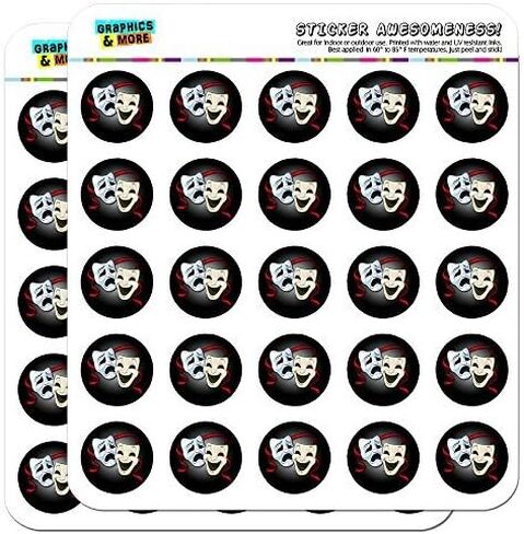 Drama Comedy Tragedy Masks Theater 1" Planner Calendar Scrapbooking Crafting Stickers - Opaque in Saudi Arabia