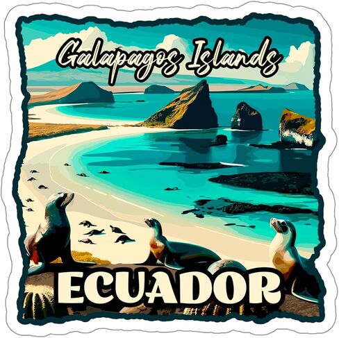 Galapagos Islands Ecuador Sticker Travel Outdoors Decal Vinyl Small Waterproof for Water Bottle Mug Passport Scrapbook Notebook Laptop Tumbler Skateboard Computer Phone 4" ID44990 in Saudi Arabia