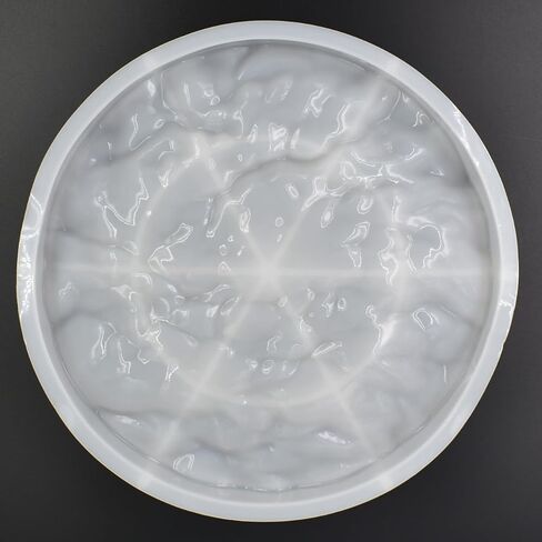 10" Water Ripple Surface Design Round Tray Plate Epoxy Mold Resin Casting Large Plate Silicone Mold, Style B in Kuwait
