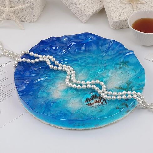 10" Water Ripple Surface Design Round Tray Plate Epoxy Mold Resin Casting Large Plate Silicone Mold, Style B in Kuwait