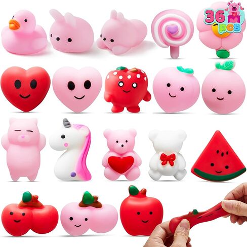 JOYIN 36 عبوة من ألعاب موتشي الإسفنجية لعيد الحب، ألعاب تململ لتخفيف التوتر، عصارات Kawaii Mochi للأطفال في هدايا حفلات عيد الحب، وتبادل الهدايا في الفصل الدراسي ومكافآت المدرسة in Saudi Arabia